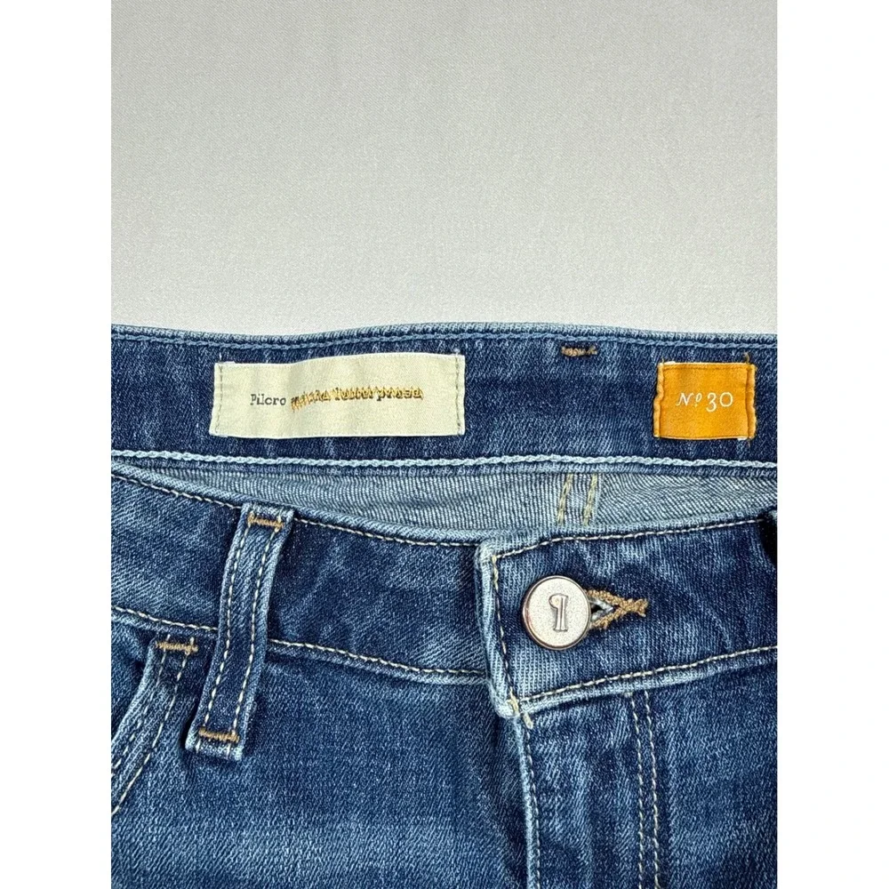 Pilcro Denim Shorts Womens 30 Blue Raw Hem Mid Rise Stretch - Picture 2 of 7